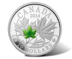 2014 Majestic Maple Leaves Silver Coin with Jade