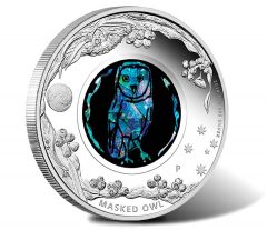 2014 Australian Opal Masked Owl Silver Coin