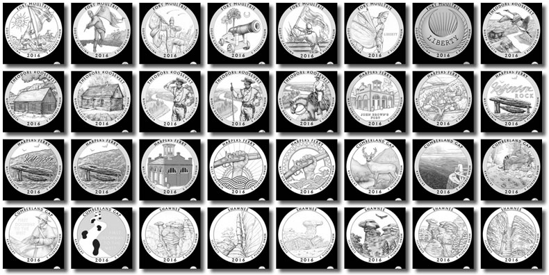 Latest List of America the Beautiful Quarters 1 2016 America the Beautiful Quarter and 2016 America the Beautiful Five Ounce Silver Coin Design Candidates