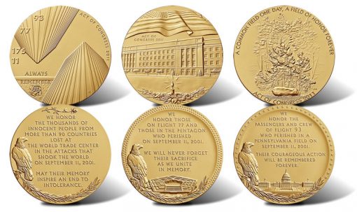 Fallen Heroes of September 11, 2001 Medals - New York (World Trade Center), Virginia (Pentagon) and Pennsylvania (Flight 93)