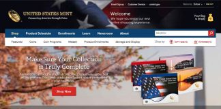 US Mint Website Preview, Blackout Dates Front page of new U.S. Mint Website