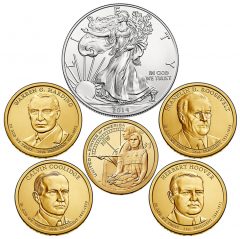 Six Coins of the 2014 Annual Uncirculated Dollar Coin Set