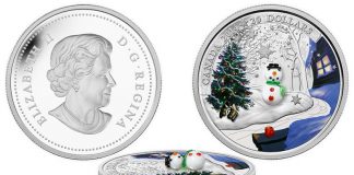 2014 $20 Silver Coin Features 3D Venetian Glass Snowman 2014 $20 Venetian Glass Snowman Silver Coin