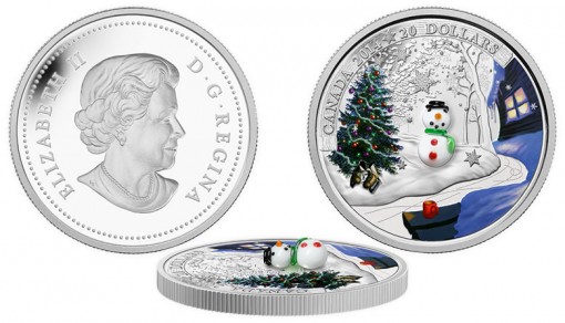 2014 $20 Venetian Glass Snowman Silver Coin