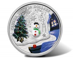 2014 $20 Venetian Glass Snowman Silver Coin - Reverse