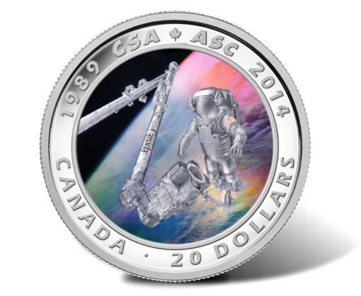 2014 25th Anniversary Canadian Space Agency Silver Coin