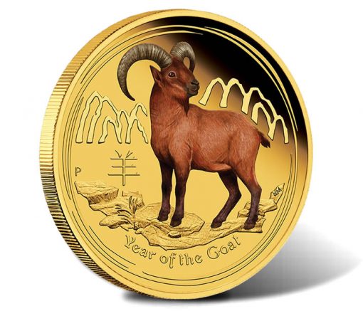 2015 $25 Year of the Goat Gold Proof Colored Coin