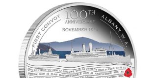 ANZAC Spirit Coin Depicts First Convoy ANZAC Spirit 100th Anniversary First Convoy 2014 Silver Proof Coin