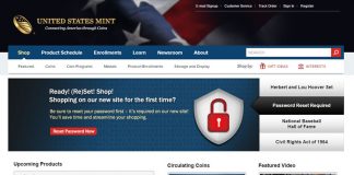 US Mint Urges Customers to Reset Account Password Password Reset Required - US Mint Website