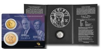US Mint Sales: New Products Debut, Gold Coins Again Stronger Roosevelt 1 Coin and Medal Set, proof Platinum Eagle