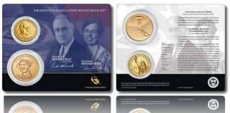 Roosevelt Presidential $1 Coin & First Spouse Medal Set Available Roosevelt Presidential $1 Coin and First Spouse Medal Set