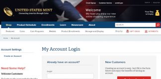 US Mint Shopping Site “Need to Knows” Screenshot of US Mint Account Login Page