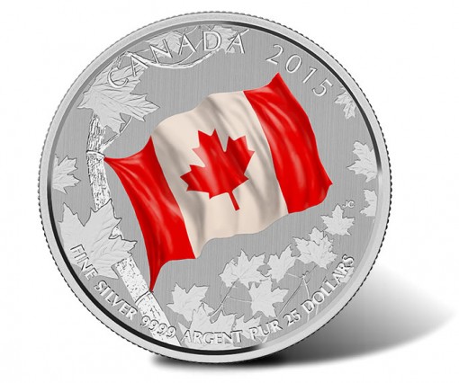2015 $25 Canadian Flag Silver Coin for $25