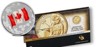 Enhanced Uncirculated $1, New World Coins and Popular News 2015 $25 for $25 Canadian Flag Silver Coin and 2014 American $1 Coin and Currency Set