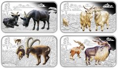 2015 Year of the Goat 1 oz Silver Rectangle Four-Coin Set