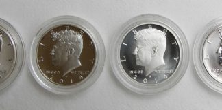 2014 Kennedy Silver Coin Collection Sales at 125,147 Photo of the four coins in the 2014 50th Anniversary Kennedy Half-Dollar Silver Coin Collection
