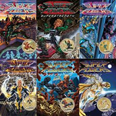 Presentation cards and coins of 2014 Young Collectors Super Powers Series