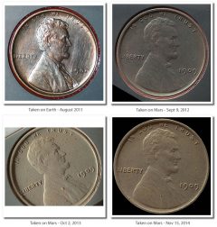 1909 VDB Lincoln Cent Photos on Mars from Rover Curiosity