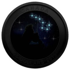 2015 Canada $25 The Quest Star Charts Silver Coin in dark