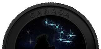 2015 Star Charts Glow-in-the-Dark Coin Subscription at 91% of Sales 2015 Canada $25 The Quest Star Charts Silver Coin in dark