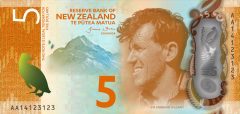 New Zealand $5 Note Featuring Sir Edmund Hillary