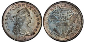 Pogue Collection of Coin Rarities Certified; Public Displays 1806 over 5 Draped Bust Quarter PCGS MS66