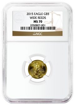 2015 $5 Gold Eagle with Wide Reeds Variety