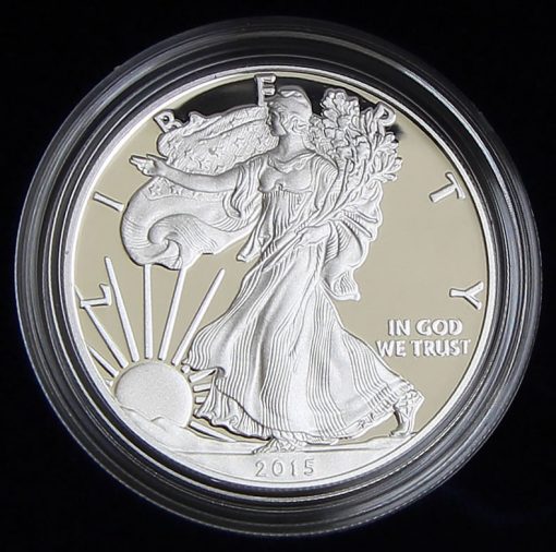 Photo of a 2015-W Proof American Silver Eagle (Obverse Side)