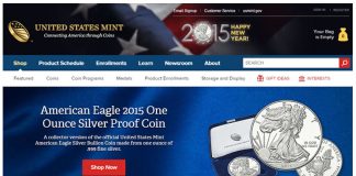New US Mint Collectible Product Prices for 2015 Screenshot of US Mint homepage