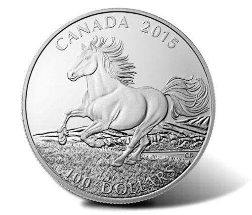 2015 $100 Canadian Horse Silver Coin