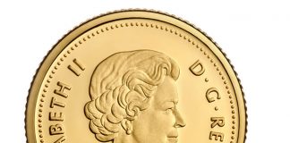 2015 25c Canadian Rock Rabbit Gold Coin at 0.5 Grams 2015 25c Canadian Rock Rabbit 0.5g Gold Coin - Obverse