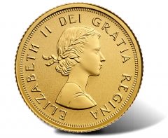 2015 Maple Leaves Gold Coin with 1965 Effigy of Queen - Obverse