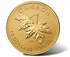 2015 Maple Leaves Gold Coin with 1965 Effigy of Queen - Reverse