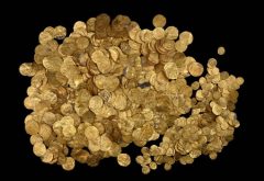 Gold coins from ancient harbor in Caesarea National Park