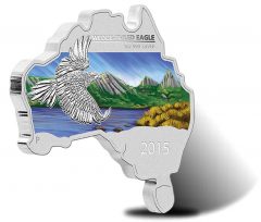 2015 Australian Map Shaped Wedge-Tailed Eagle Silver Coin