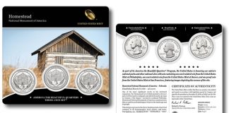 Three-Coin Set of 2015 Homestead National Monument Quarters 2015 Homestead National Monument Quarters Three-Coin Set - Front and Back Side