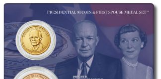 Eisenhower Presidential $1 Coin & First Spouse Medal Set Available Eisenhower Presidential $1 Coin and First Spouse Medal Set
