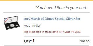 March of Dimes Set Scores First-Day Sales of 52,540 March of Dimes Set In-Stock Message