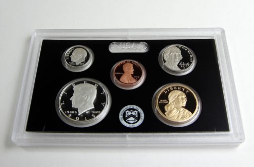 Obverses of 1c, 5c, 10c, 50c and $1 in 2015 Silver Proof Set