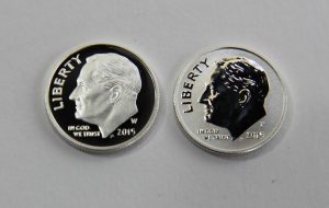 Proof and reverse proof 2015 silver dime