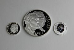 Proof, reverse proof 2015 dimes and proof March of Dimes $1 – obverses