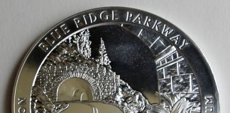 Blue Ridge Parkway 5 Oz Ounce Bullion Coin Sells Out 2015 Blue Ridge Parkway 5 Oz Ounce Silver Bullion Coin, Reverse