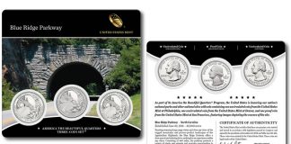 Three-Coin Set of 2015 Blue Ridge Parkway Quarters 2015 Blue Ridge Parkway Quarters Three-Coin Set