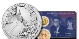 World Coins, Blue Ridge Parkway 5 Oz Coin and Kennedy Set Blue Ridge Parkway 5 oz, Kennedy Set