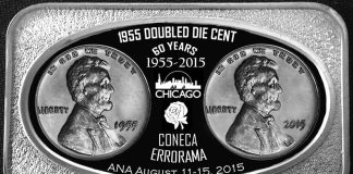 CONECA Lincoln Doubled Die Silver Bars for 60th Anniversary CONECA 2015 Silver Bar