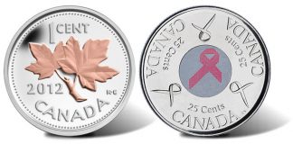 Breast Cancer Awareness Pink Coin Gets House Approval Canadian pick gold plated 2012 silver coin and pink ribbon 2006 25c Breast Cancer coin