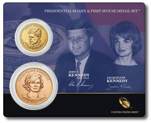 Kennedy Presidential $1 Coin and First Spouse Medal Set