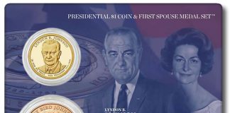 Johnson Presidential $1 Coin & First Spouse Medal Set Available Johnson Presidential $1 Coin and First Spouse Medal Set