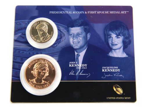 Kennedy Presidential $1 Coin and First Spouse Medal Set