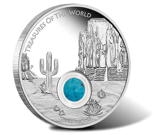 North America 2015 1oz Silver Proof Locket Coin with Turquoise